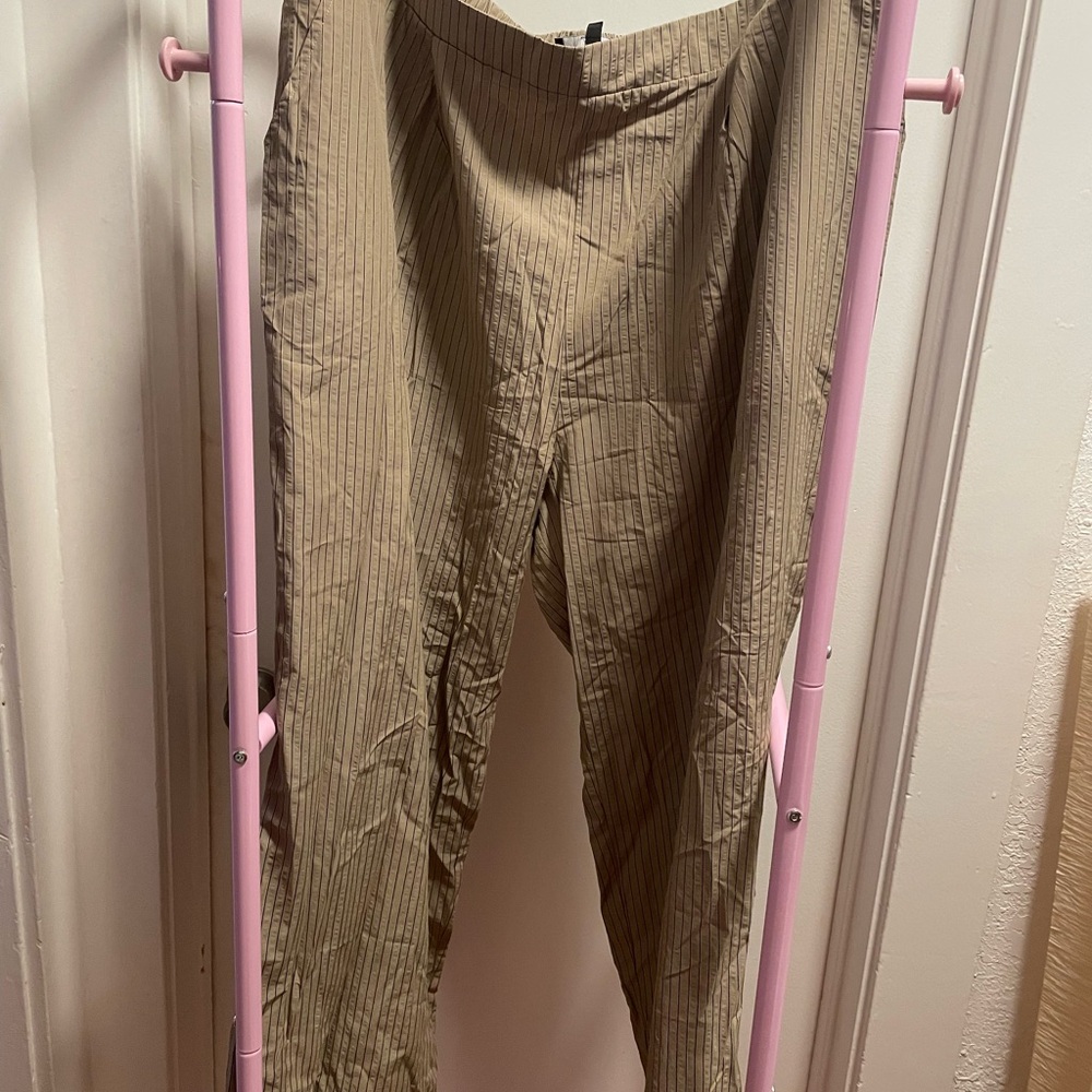 Fashion Nova Tan Pinstripe Trousers - Picture 2 of 4